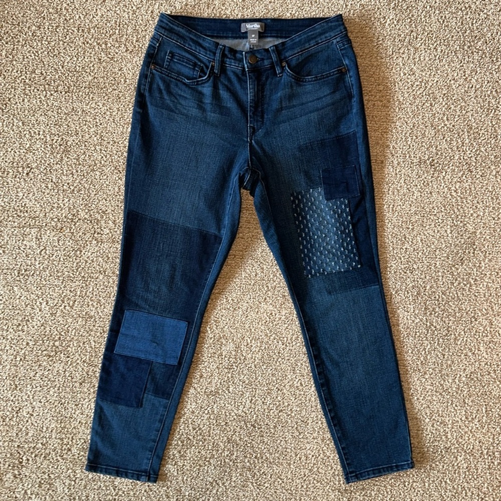 Martha Stewart Patchwork Skinny Jeans Size 6P